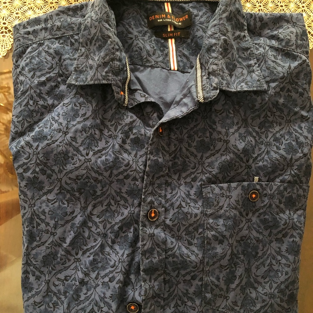 DENIM & FLOWER MENS SLIM FIT DRESS SHIRT